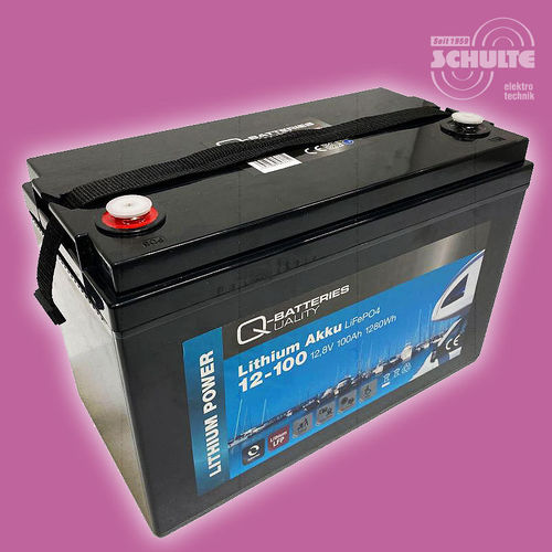 Q-Batteries Lithium-Akku 12-100 12,8V 100Ah 1280Wh mit BMS und Bluetooth