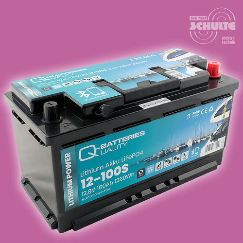 Q-Batteries Lithium-Akku 12-100S 12,8V 100Ah 1280Wh mit BMS und Bluetooth